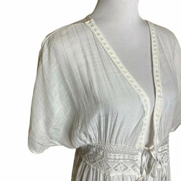 Womens Crochet Lace Waist Tie Kimono Cover Up - Picture 4 of 12